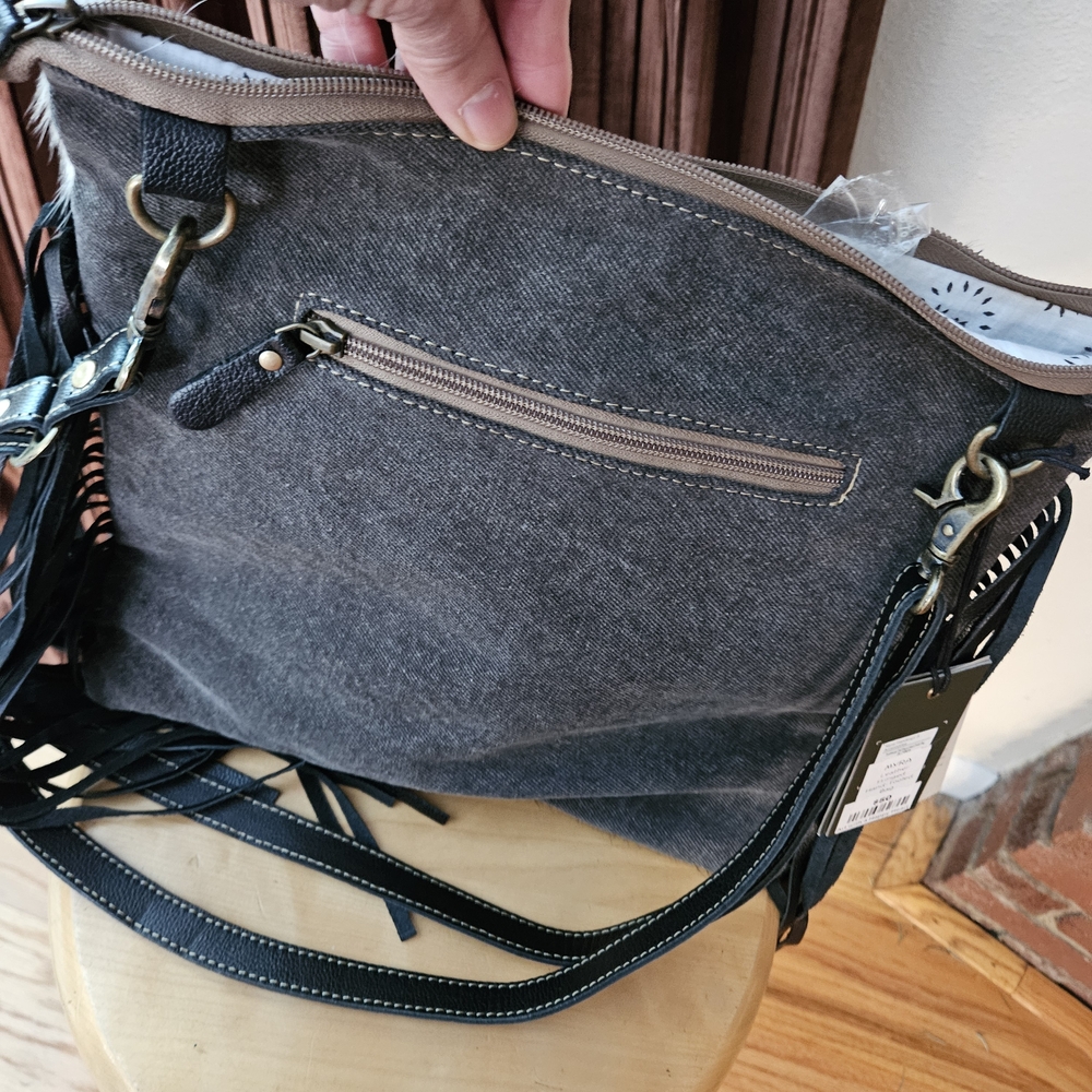 Myra Bag Black and White Leather Shoulder Bag - Picture 5 of 6